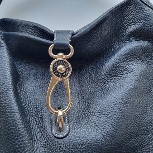 Dooney & Bourke Pebble Grain Logo Lock Sac in Navy - Picture 3 of 16